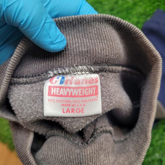 VTG 90s Hanes Color Block Split Sweatshirt Mens Large USA Made Two Tone - Picture 8 of 8